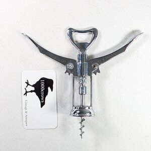 Vintage Italian classic lift-arm wine bottle opener, silver toned metal